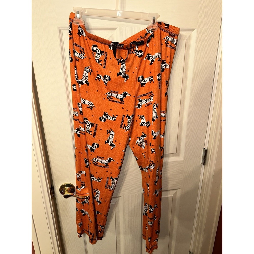 Celebrate Halloween Weenie Dog Woman's Pajama Pants Orange Size XL